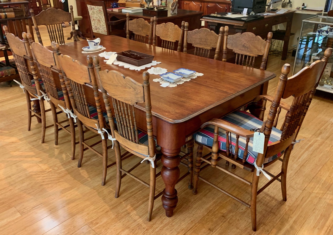 Antique Elm Spindle Back Chairs, Antique Spindle Back Dining Room Chairs